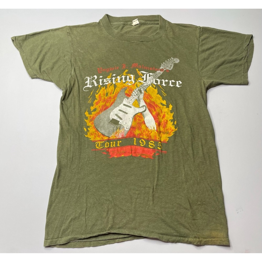 Screen Stars Yngwie Malmsteen Rising Force Tour Shirt Large Green 1985 Vintage